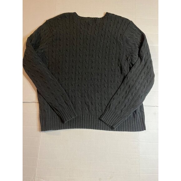 Polo Ralph Lauren XL Cable Knit V-Neck Sweater 100% Cotton Mens Gray hong kong - Picture 2 of 11